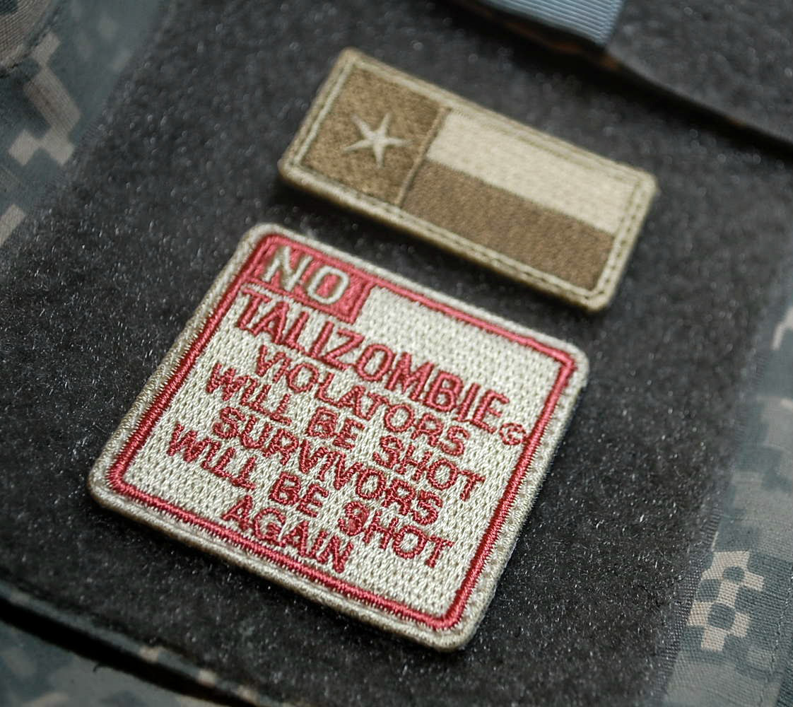 USMC FORCE RECON SSI: NO-TALIZOMBIE SIGN (survivor will be shot again) + TX FLAG
