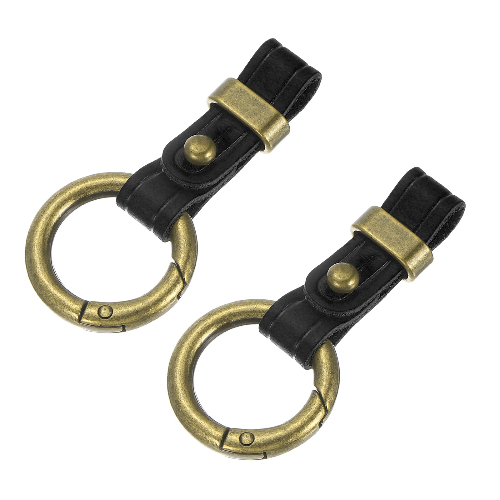 2Pcs Genuine Leather Keychain, 2.6In Vintage Key Chain Blanks Black