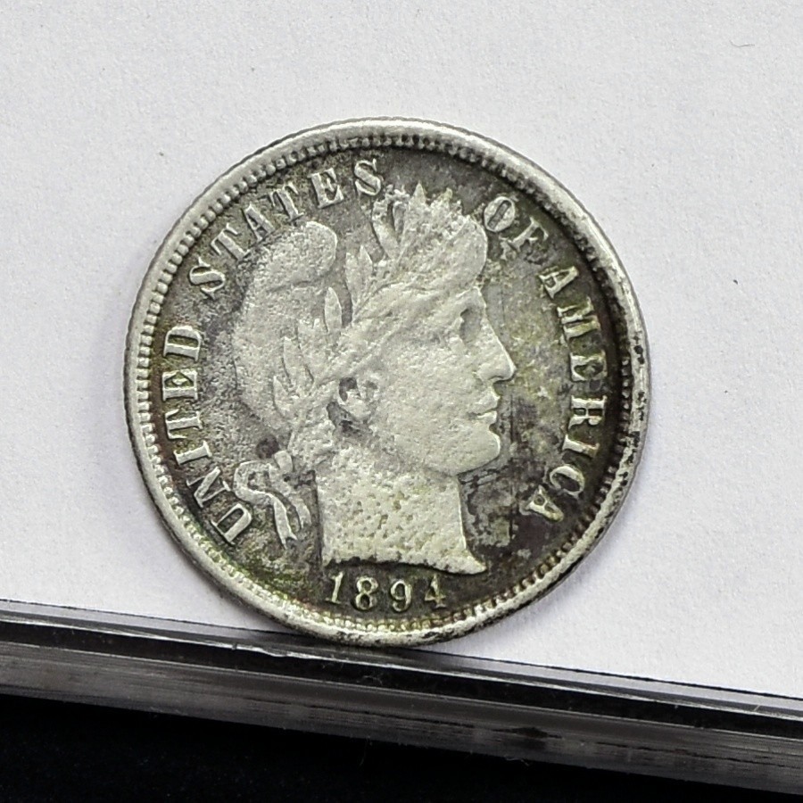 1894 Barber Dime - XF Details, Heavy Damage (#61932-L)