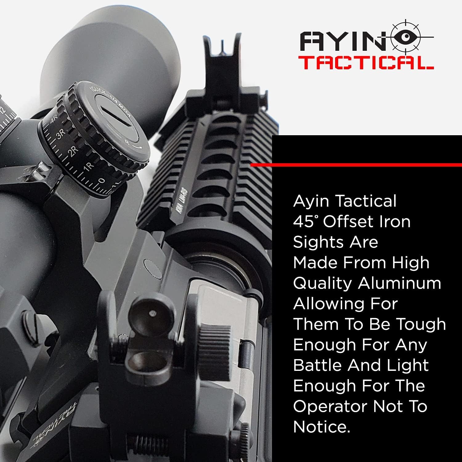 AYIN Tactical Flip Up Iron Sights for Rifle, Rapid Transition Backup Black