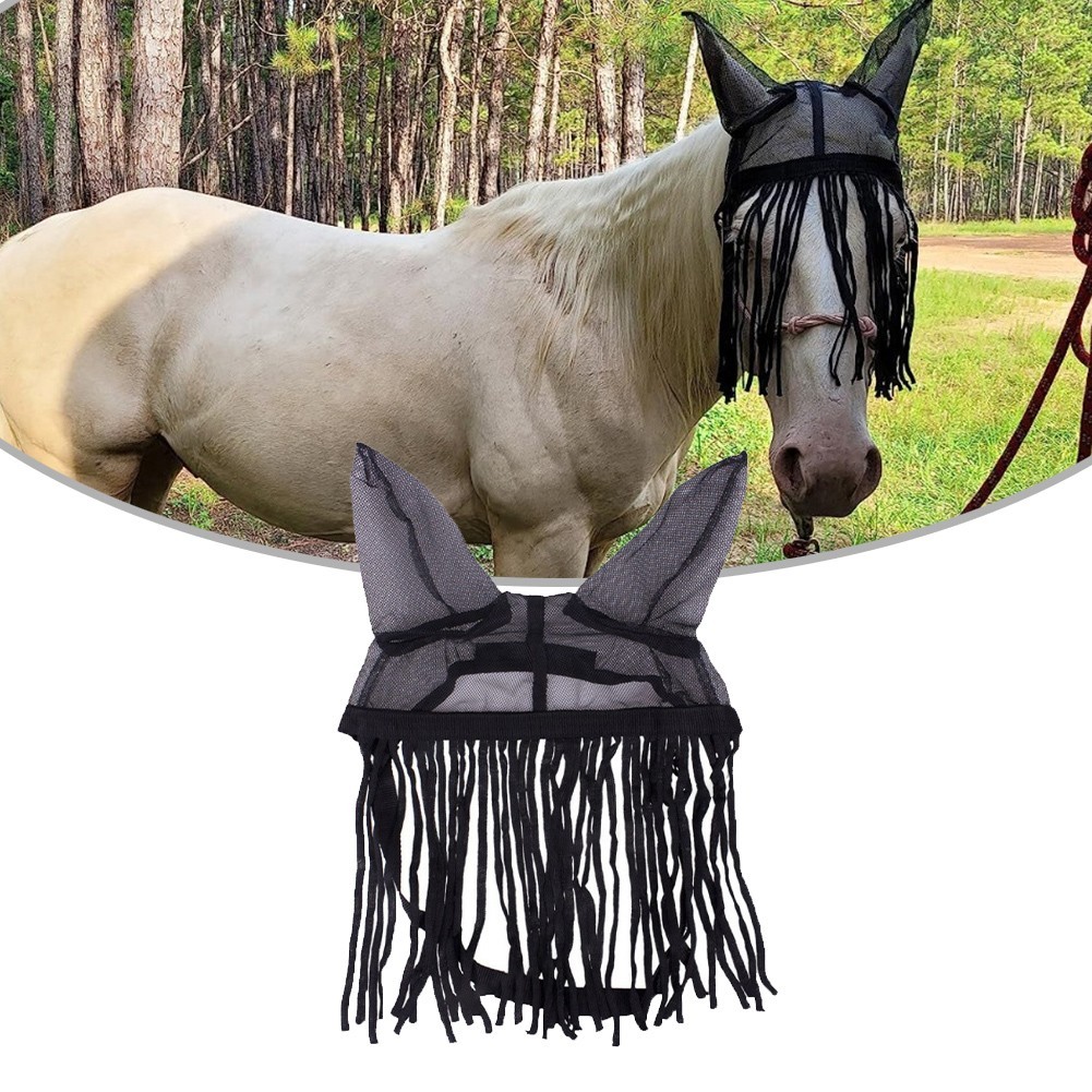Lightweight Polyester Horse Fly Cover With Tassels Adjustable Fit Three Sizes