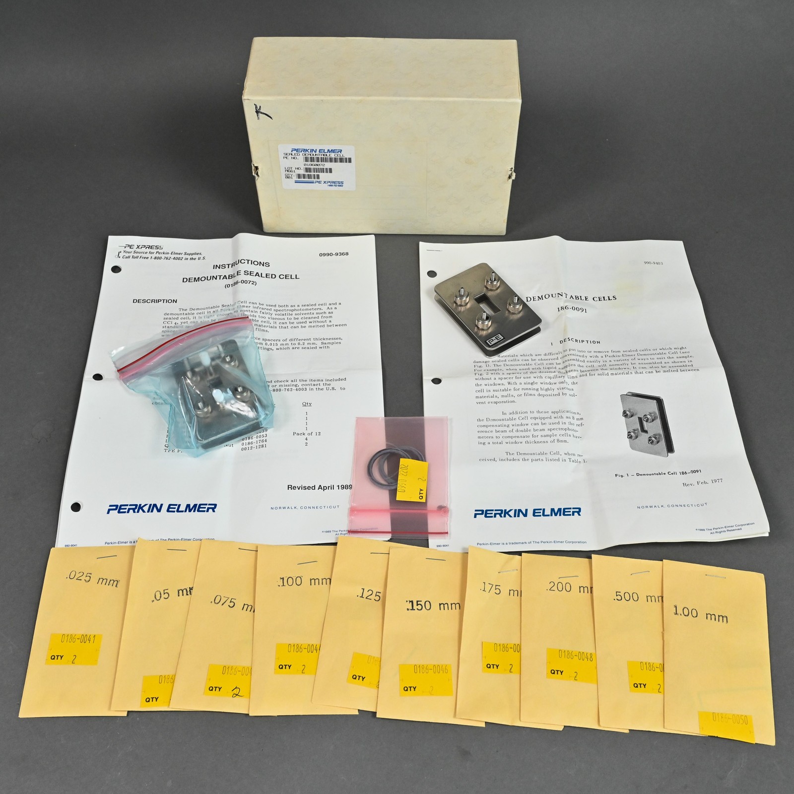 Perkin Elmer Universal Demountable Cells (2) 0186-0072 and 186-0091