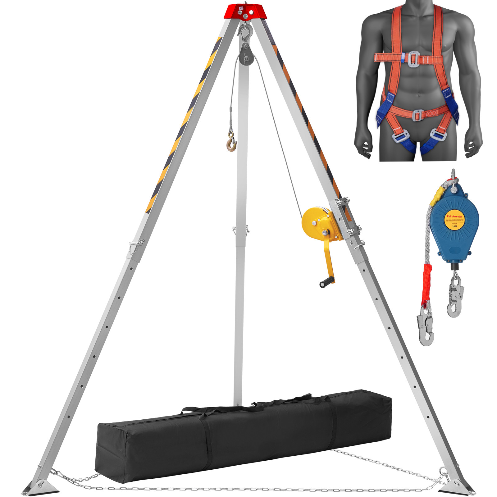 Confined Space Tripod Kit Rescue Tripod Fall Arrest 4-7 ft Legs 1200 lbs