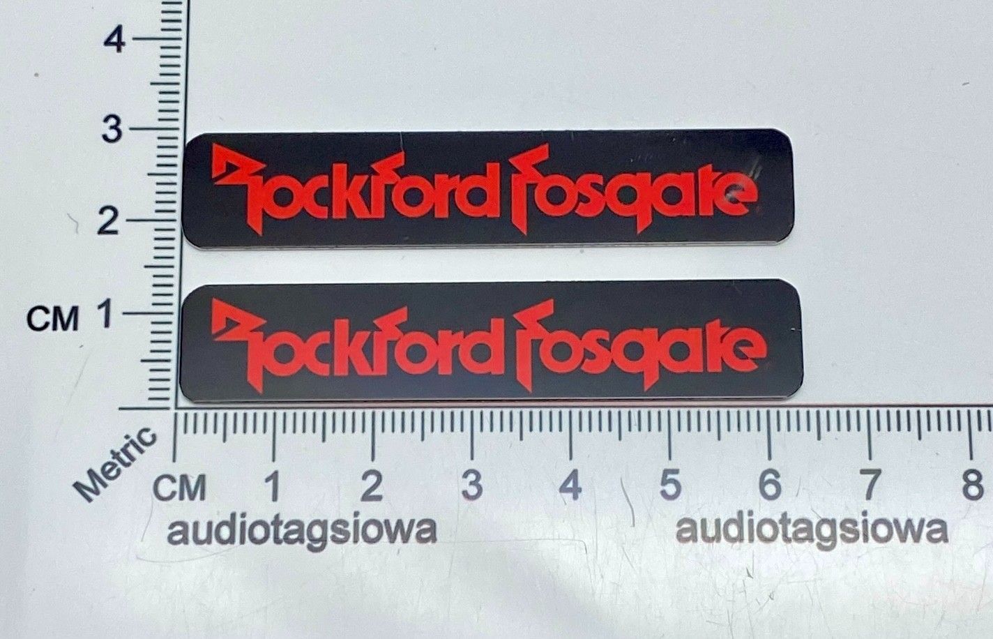Rockford Fosgate Speaker Badge Logo Custom Made Aluminum Pair Red & Black