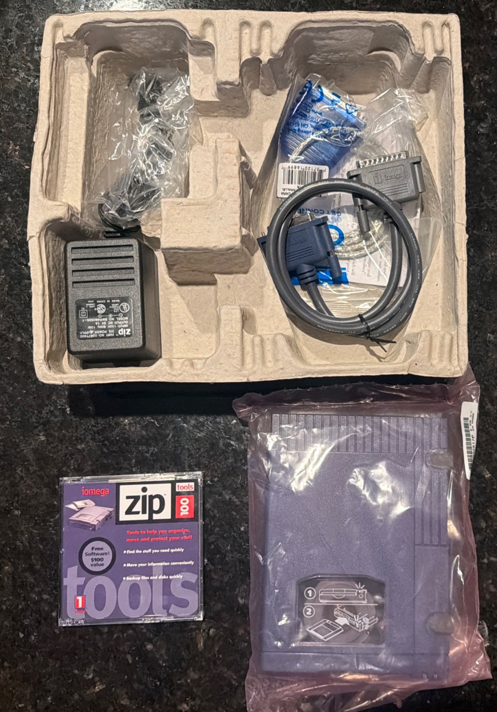 Iomega 100 MB External Zip Drive For PC w/ Parallel Port Connection OPEN BOX