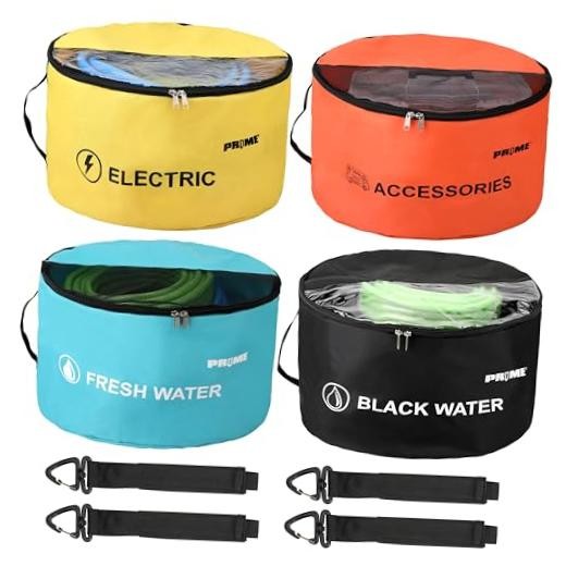 PR1ME 4 Pack Waterproof RV Hose Bag Storage, Two-Way Zipper Zipper Style
