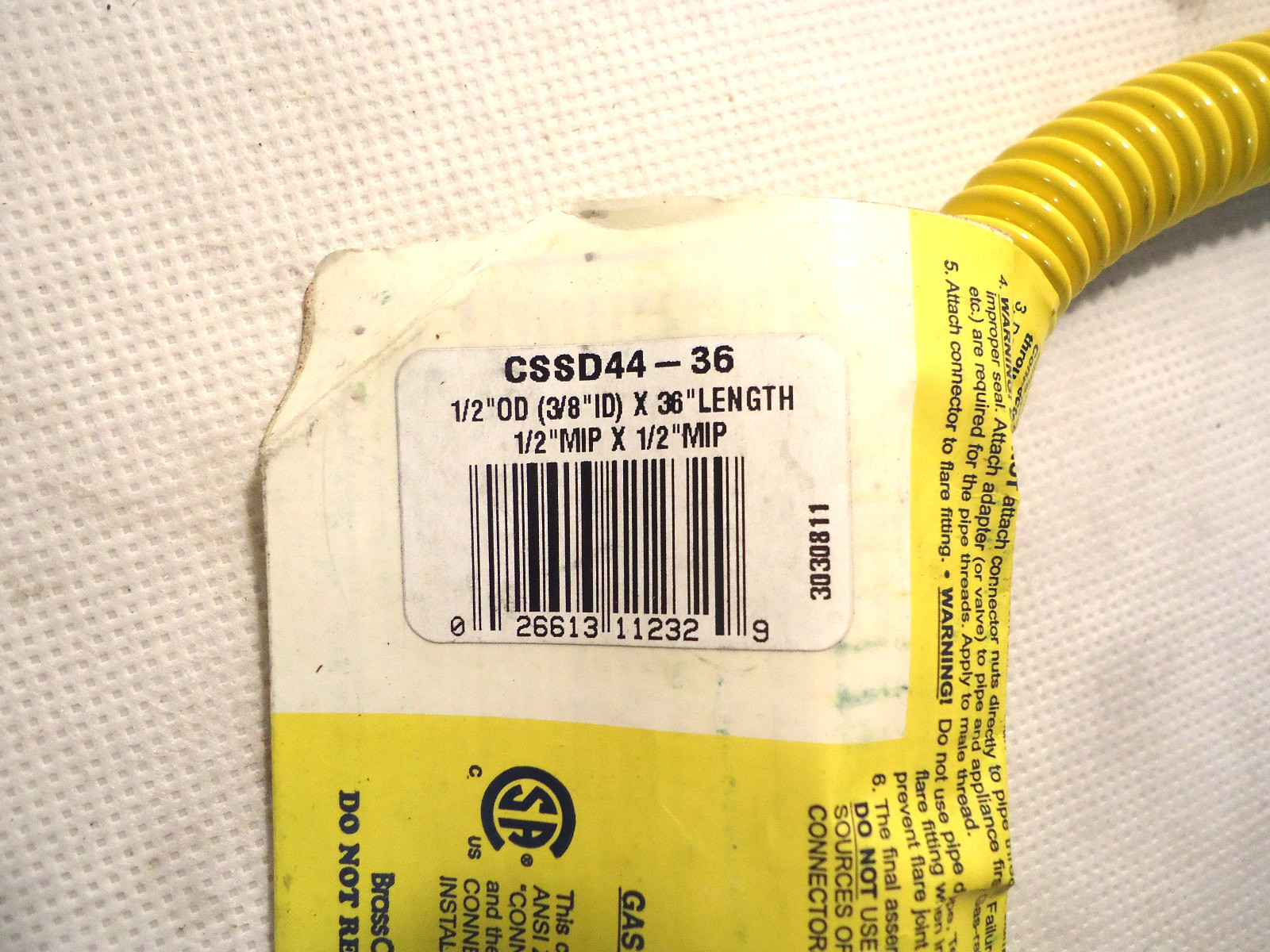 NEW BRASSCRAFT CSSD44-36 36" GAS CONNECTOR