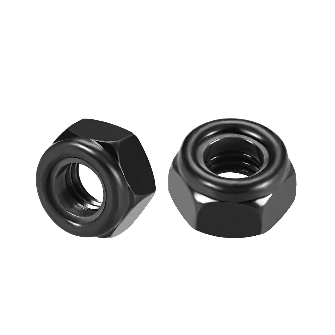 20pcs M8x1.25mm Hex Lock Nuts Carbon Steel Nylon Insert Self-Lock Nuts Black