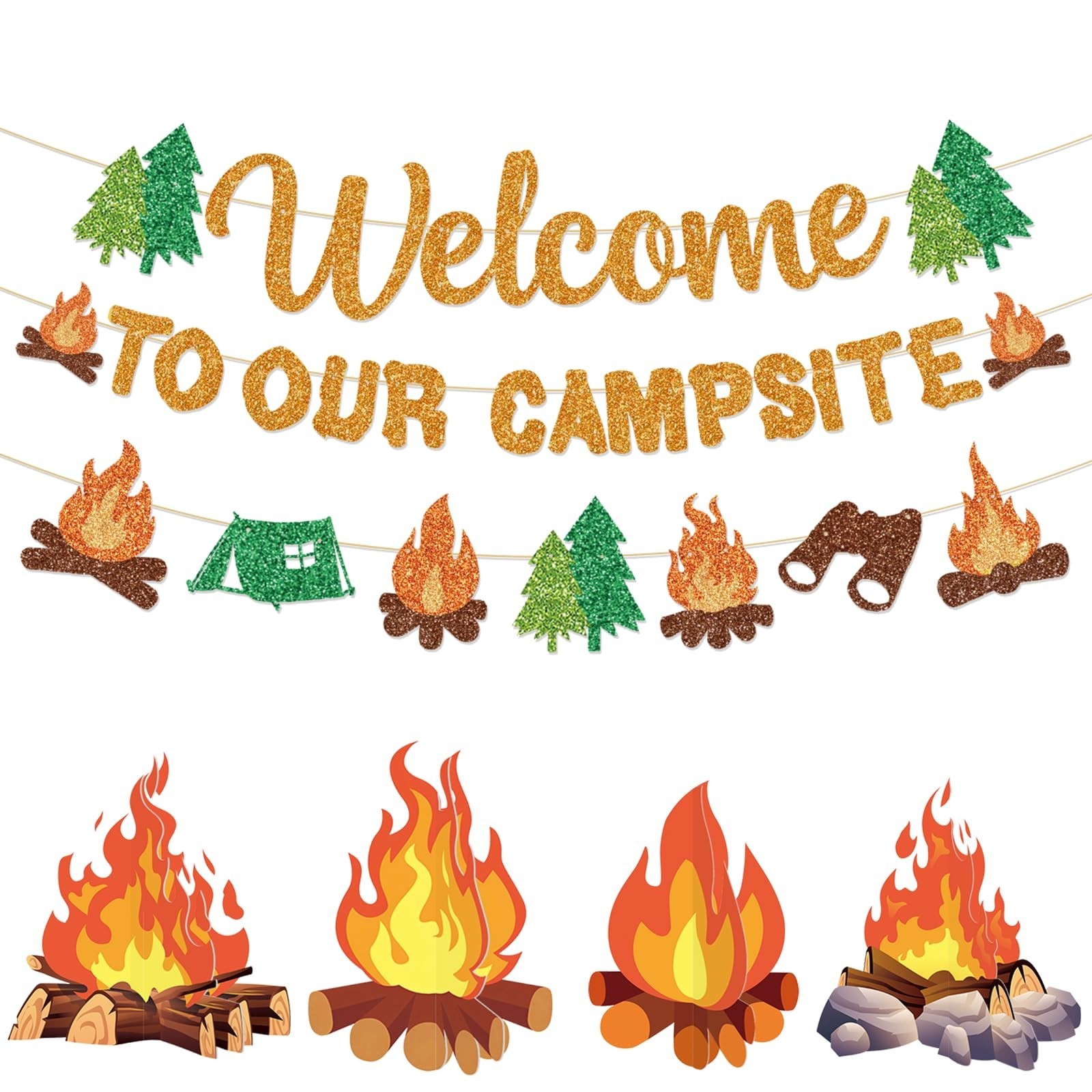 Camping Party Decorations for Classroom, Welcome to Our Campsite Banner with ...