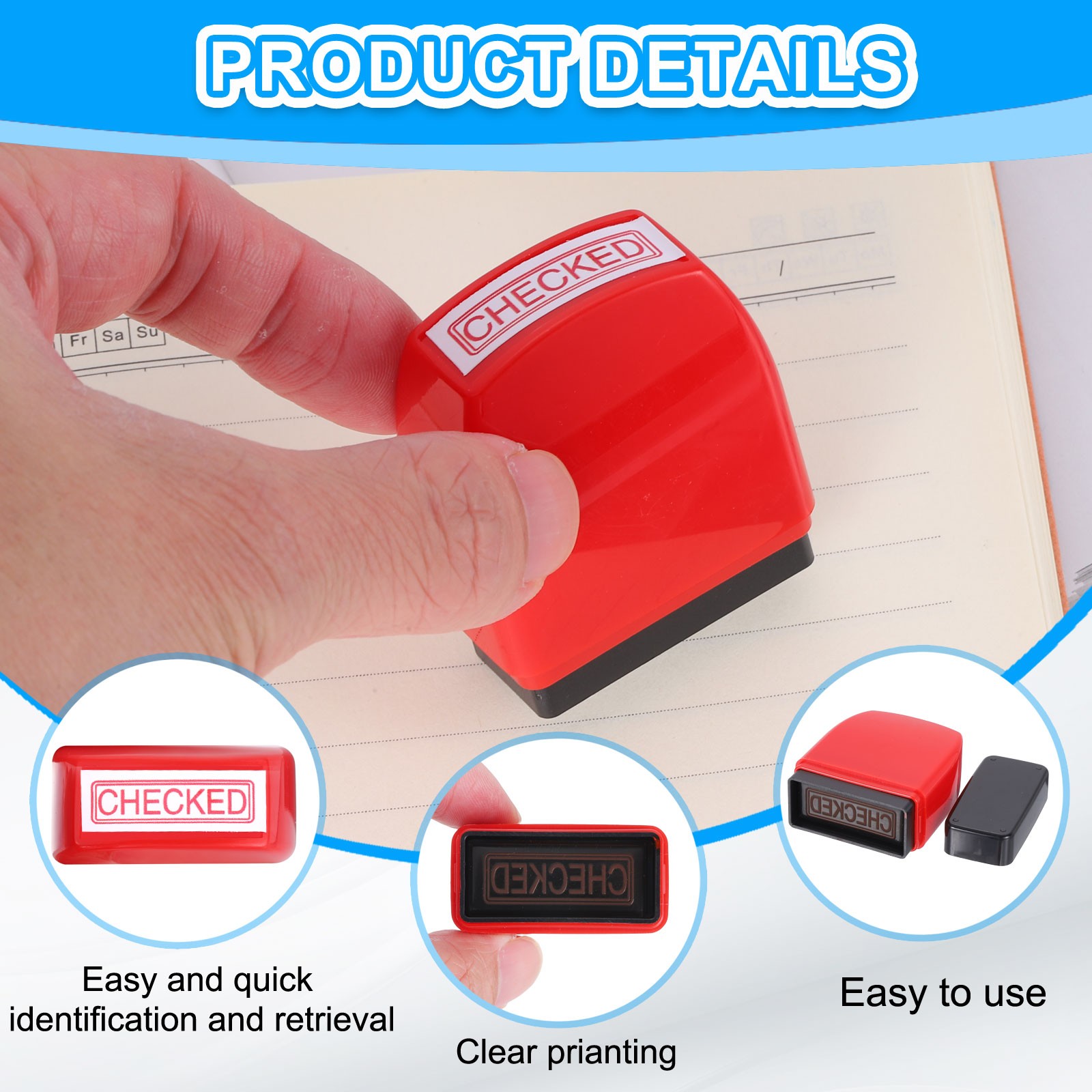 CHECKED Notice Stamp Self Inking, Red Black