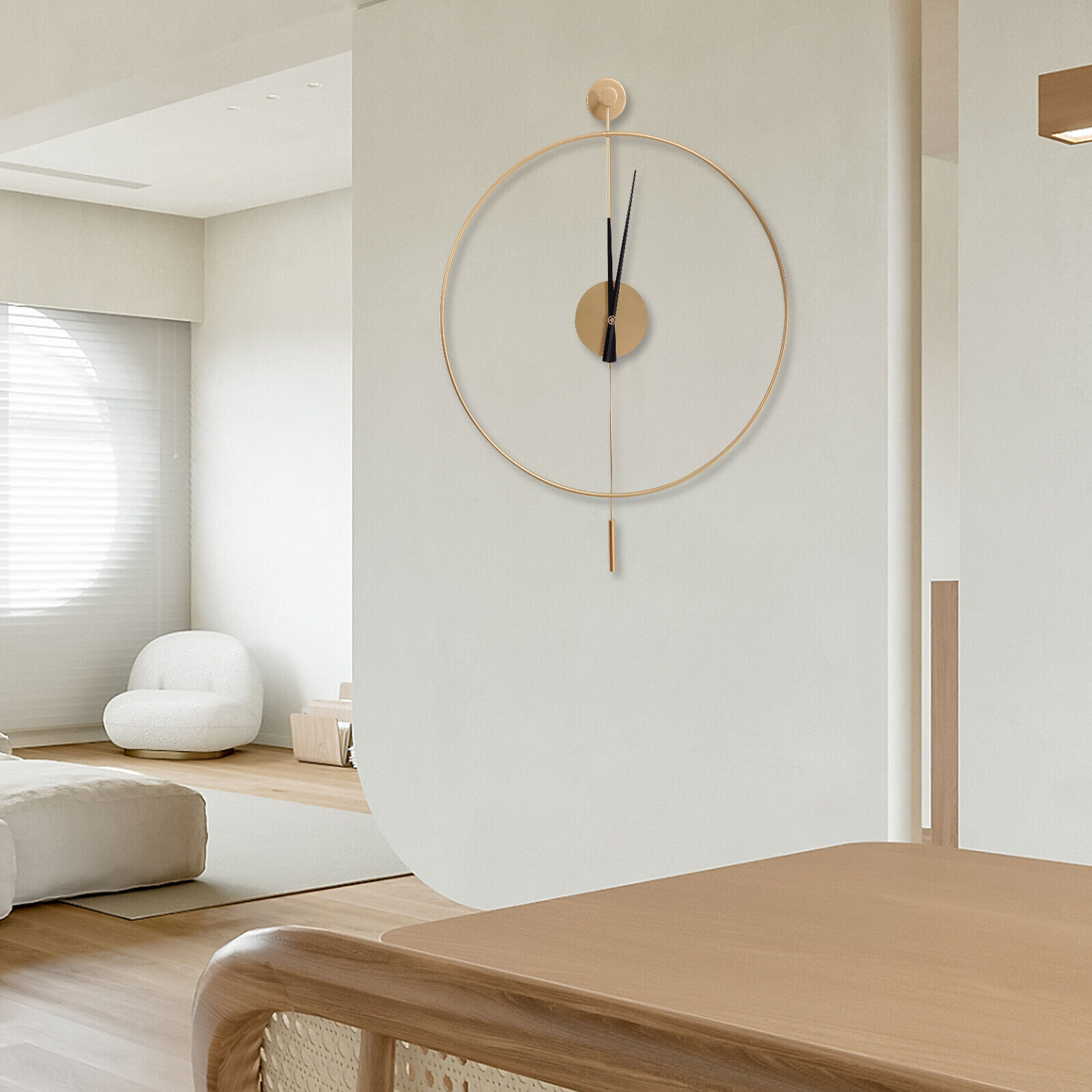 Swing Wall Clock Modern Design Silent Quartz Movement Elegant Living Room Decor