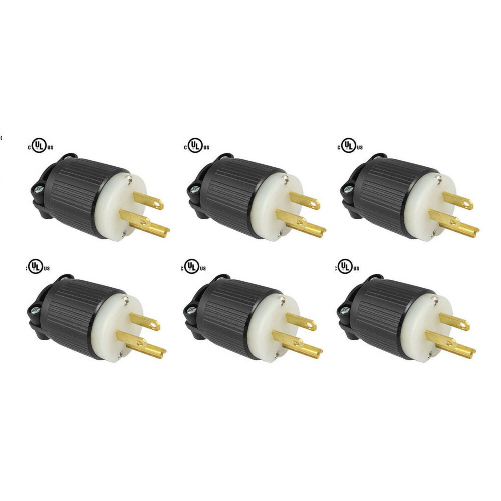 NEMA 5-15P 15A 125V Straight Blade Male Replacement Plug Heavy Duty Nylon