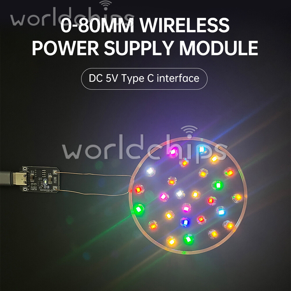 0~80mm Induction Wireless Power Supply Transmitter Coil Module + 5PCS Led Lamp