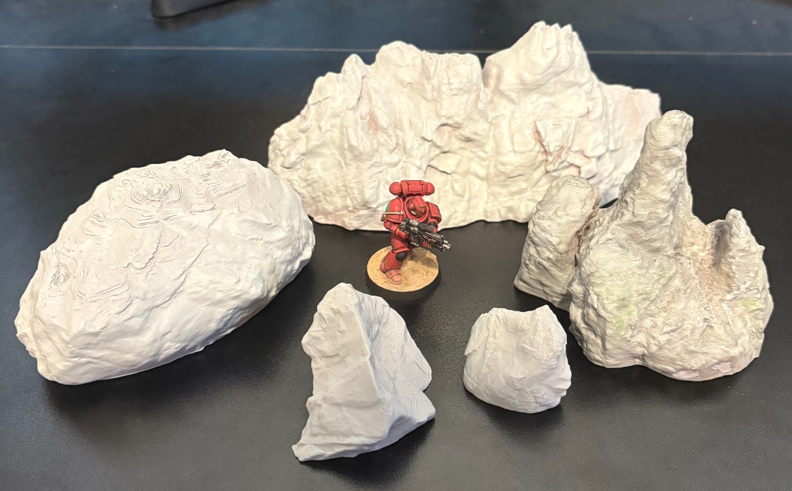Wargame Terrain Rocks x5 – 3D Printed Scatter Terrain – Tabletop Miniature Scene