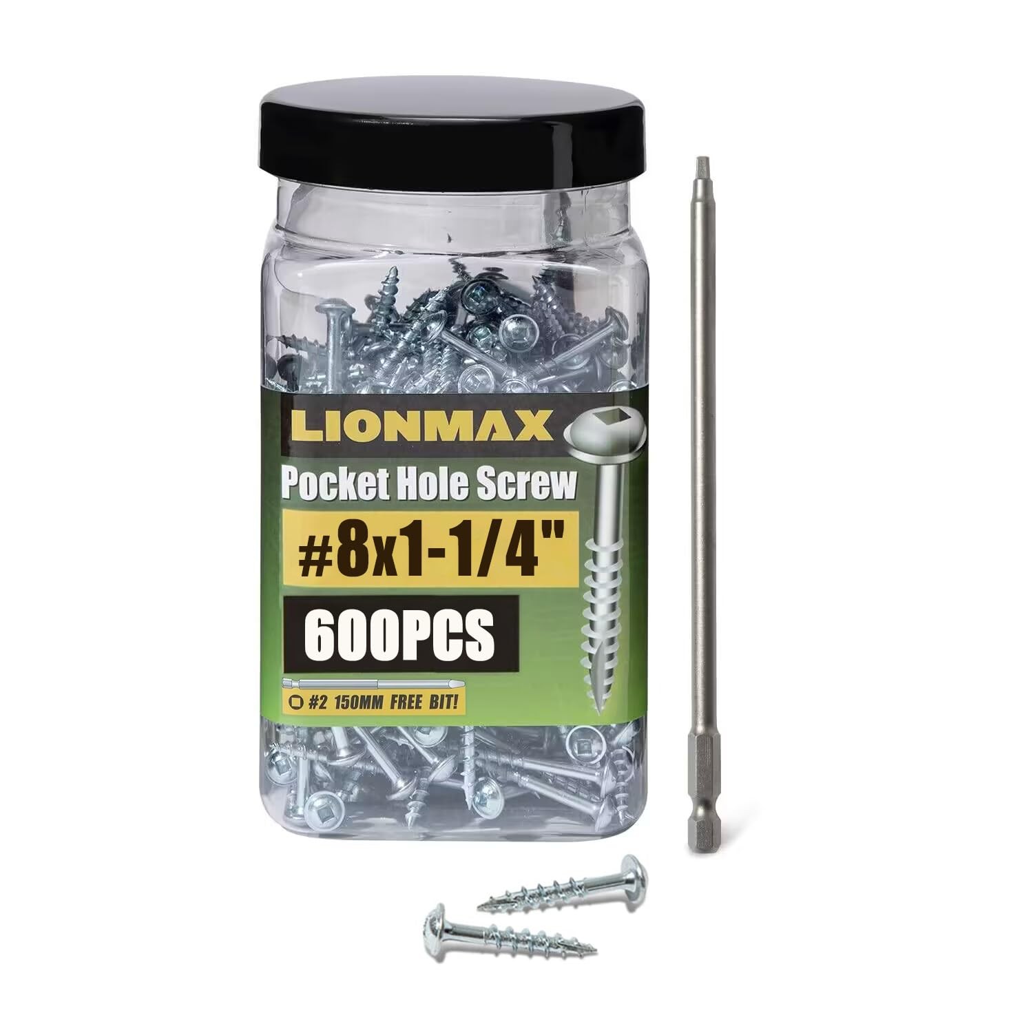 Pocket Hole Screws 1-1/4 Inch, 600 PCS Interior Pocket Screw #8 x 1-1/4", Coa...