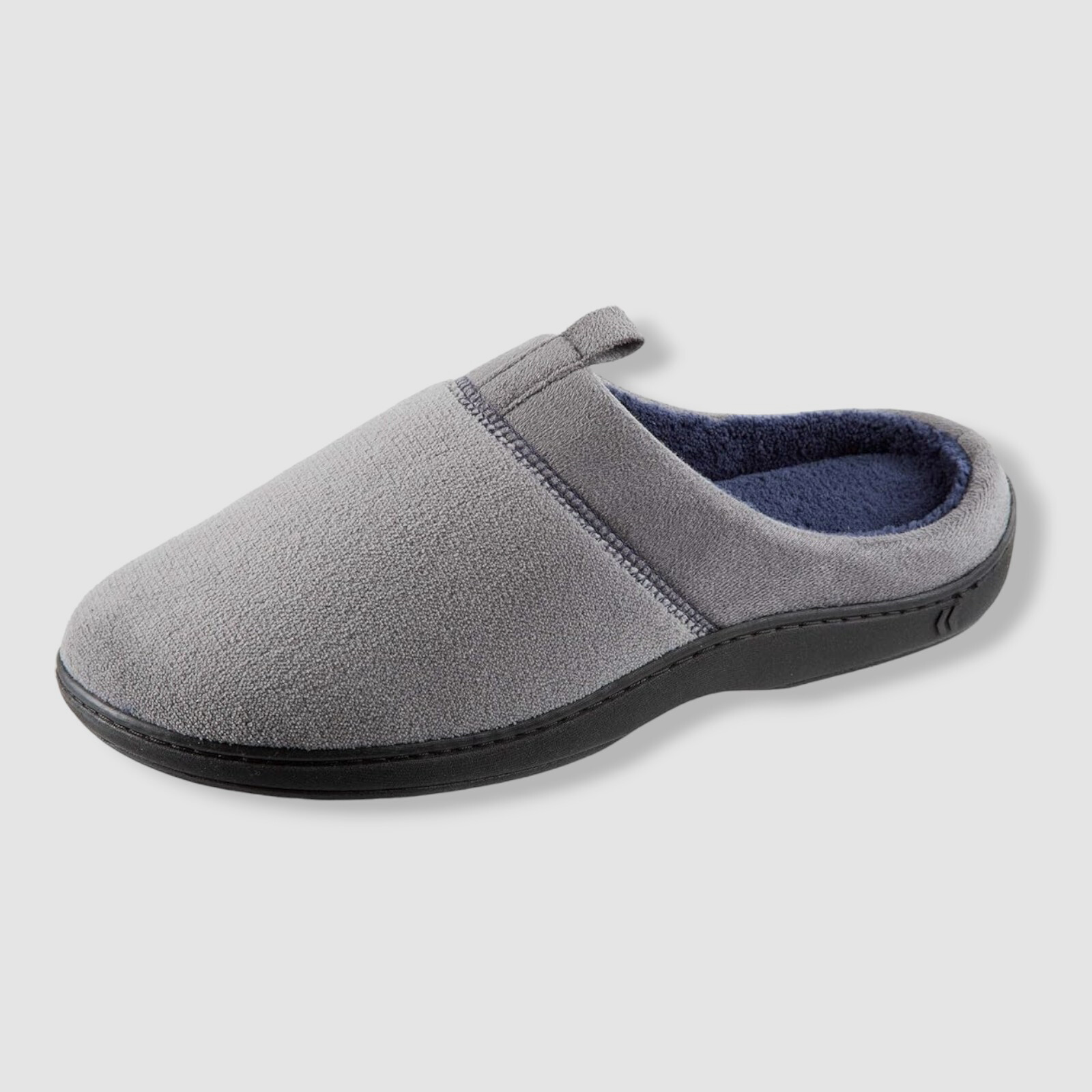 $40 Isotoner Men's Gray Microterry Jared Hoodback Slipper Shoes Size 13-14