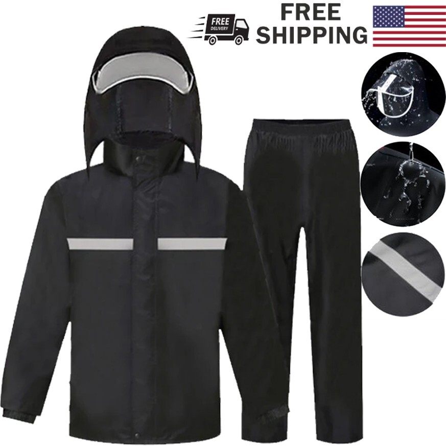 Rain Suits for Men Women Jackets Pant Gear Raincoat Waterproof motorcycle hivis