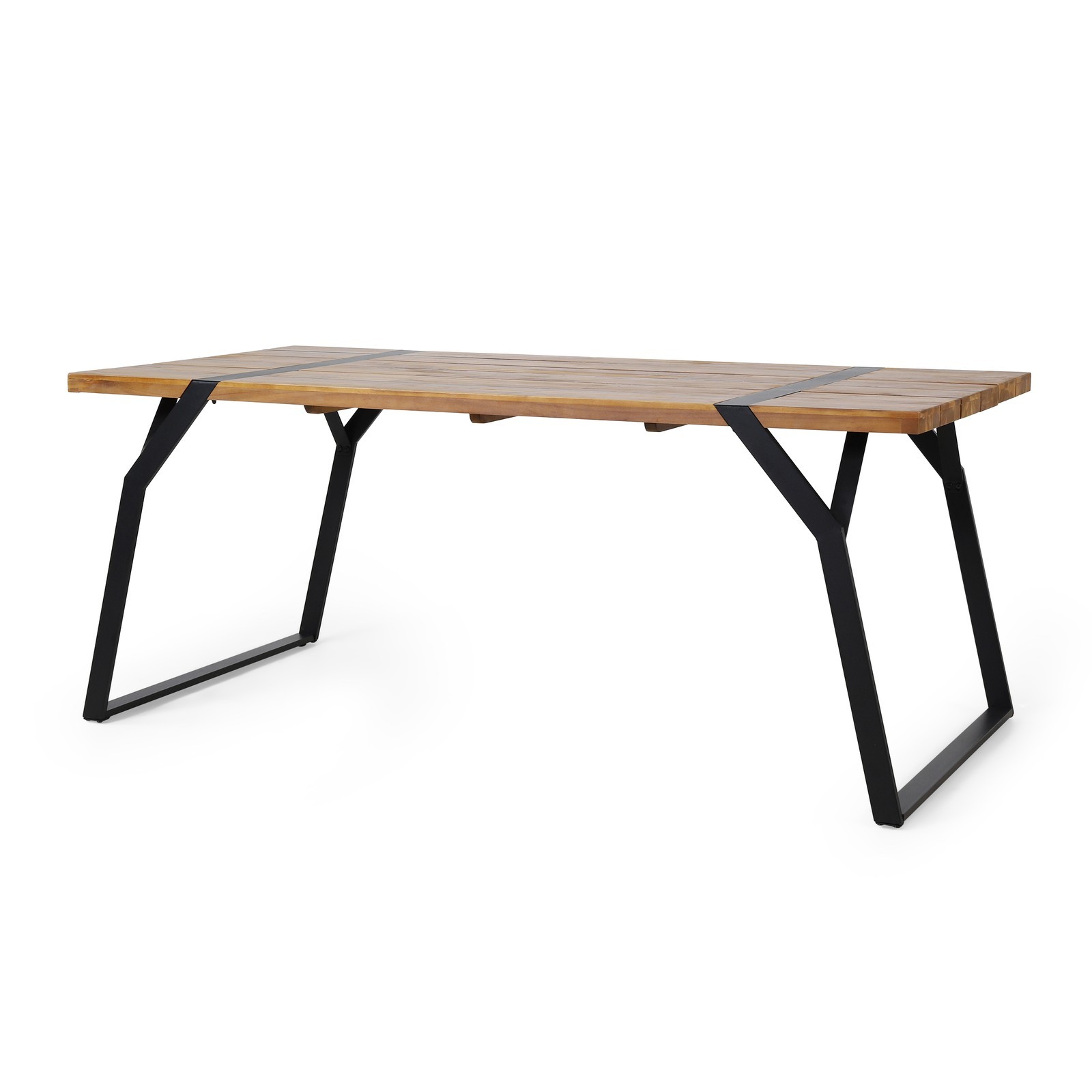Dining Table, 6 Seater Wooden Farmhouse Table with Extension Leaf