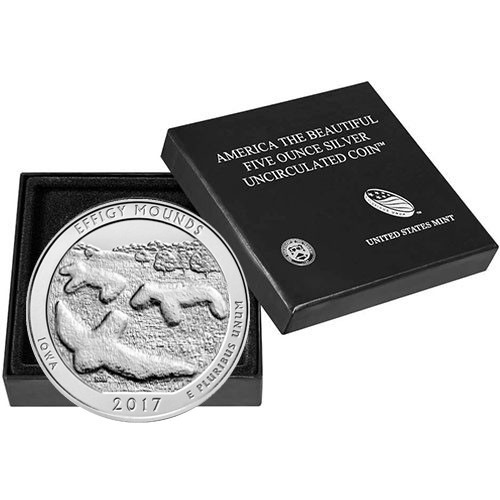 2017-P 5 oz Burnished ATB Effigy Mounds National Monument Silver Coin (Box, CoA)