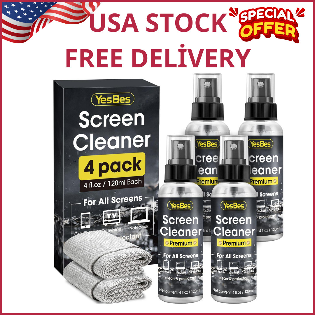 Screen Cleaner Spray 16Oz (4Oz X 4 Pack) - TV & Computer Screen Cleaner with