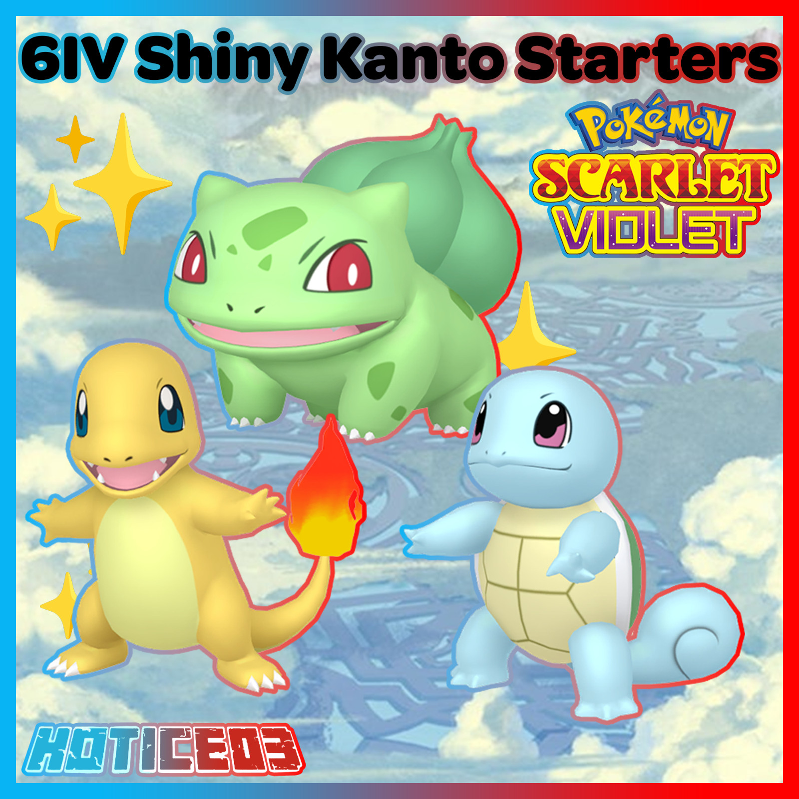✨Shiny Kanto Starters 6IV✨ Pokemon Scarlet & Violet  🚀Fast🚀 Rare