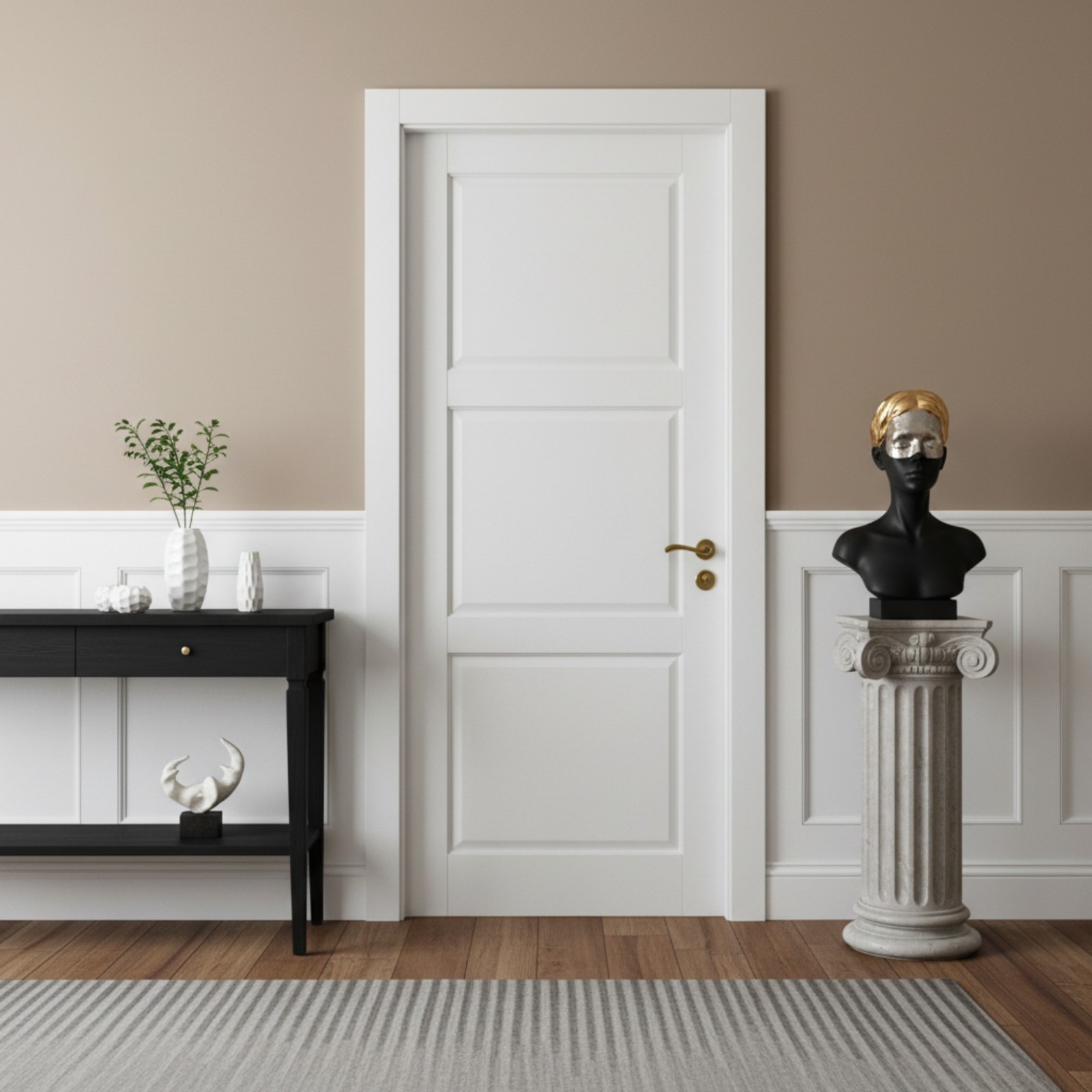 24''x80''3-Panel Solid Core Prehung Interior Door -Pantry/French No Hardware Kit