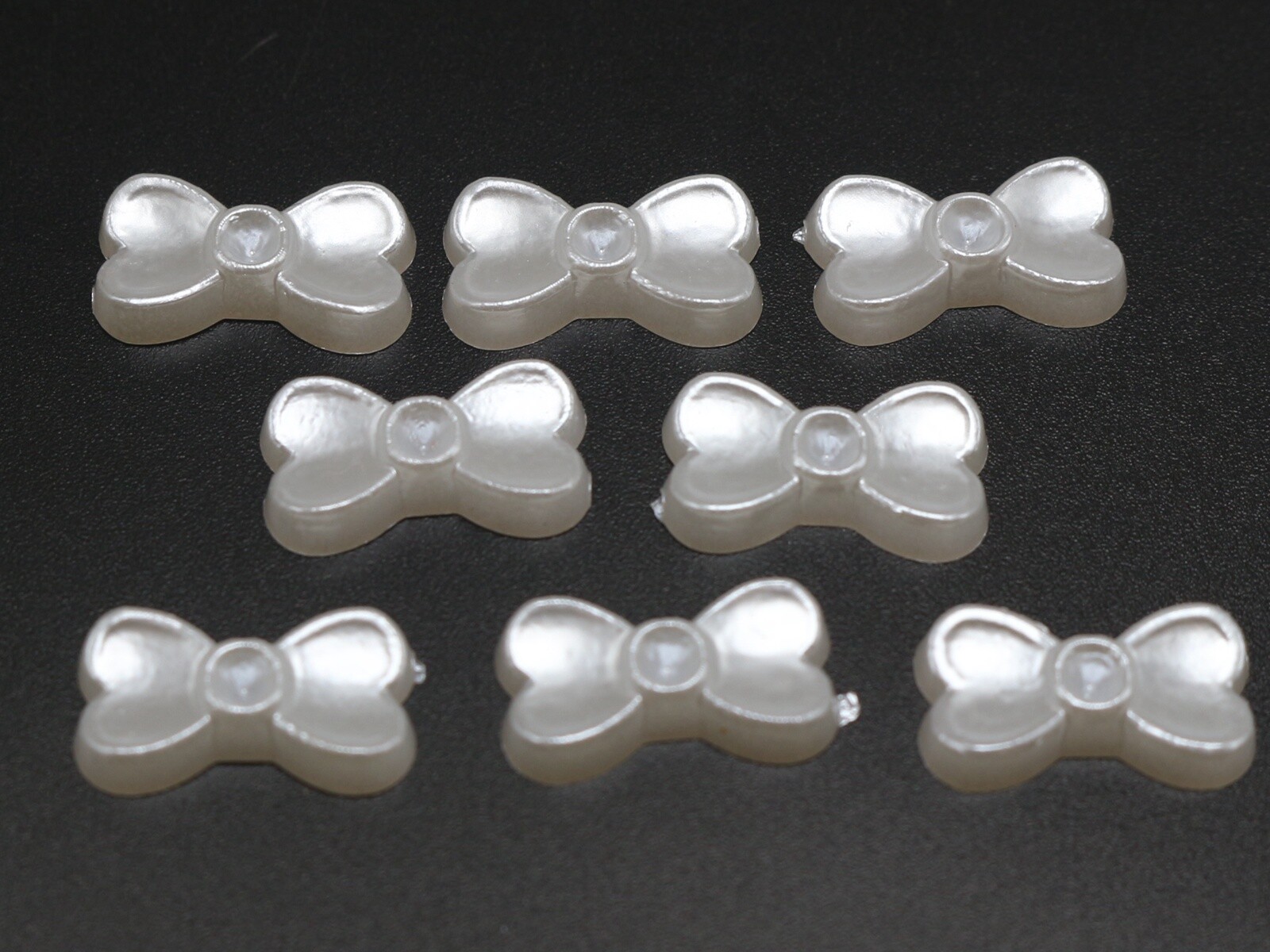 200 Pure White Acrylic Pearl Flatback Bows BowKnot Cabochons 14X8mm Scrapbook
