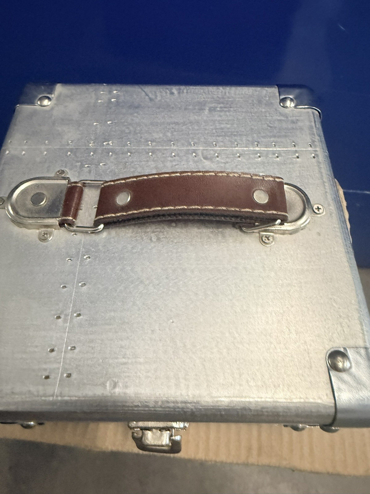 vintage riveted aluminum briefcase, 8x8