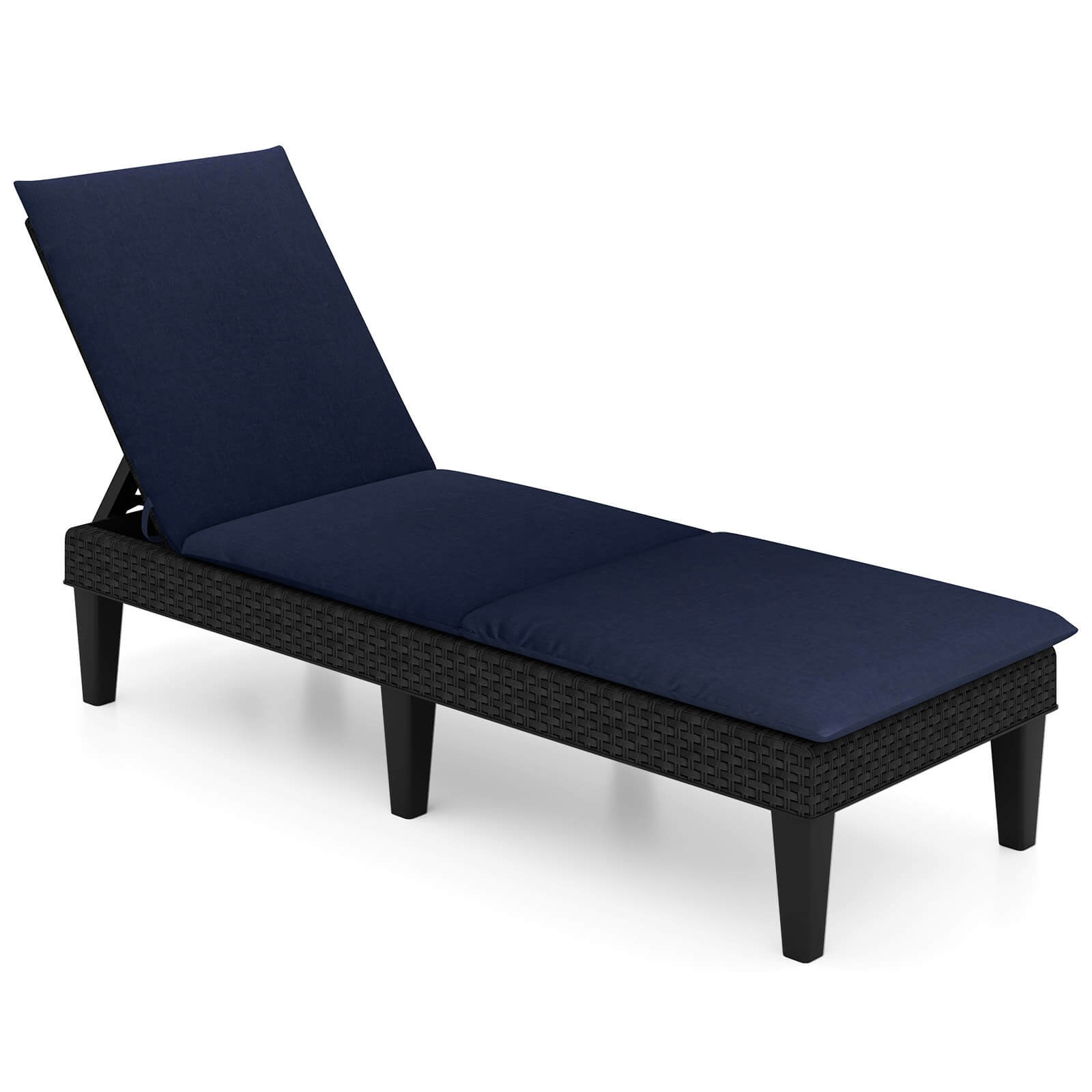Patio Lounge Chair Recliner Chair w/ 3-Position Adjustable Backrest & Cushion