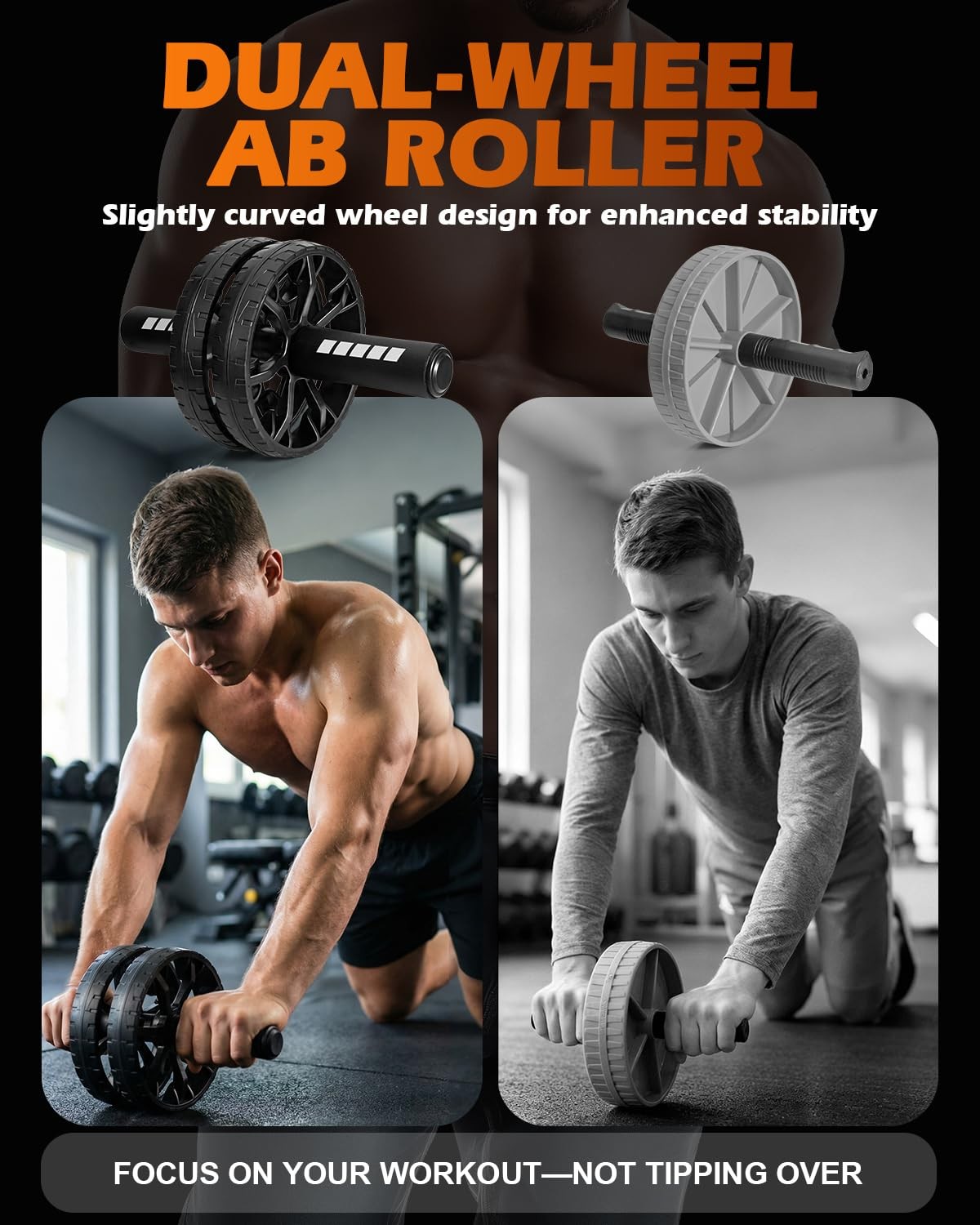 Ab Roller Wheel for Core Workout, Full Body Strength Training Equipment