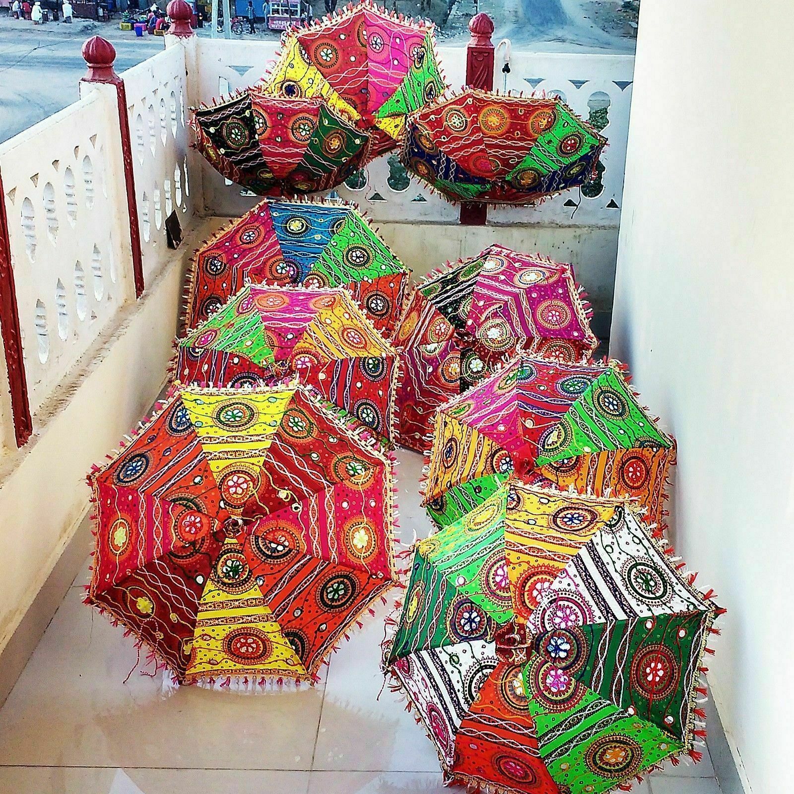 10 PC Lot Indian Decorative Wedding Umbrellas Parasols Mehndi Party Garden Decor