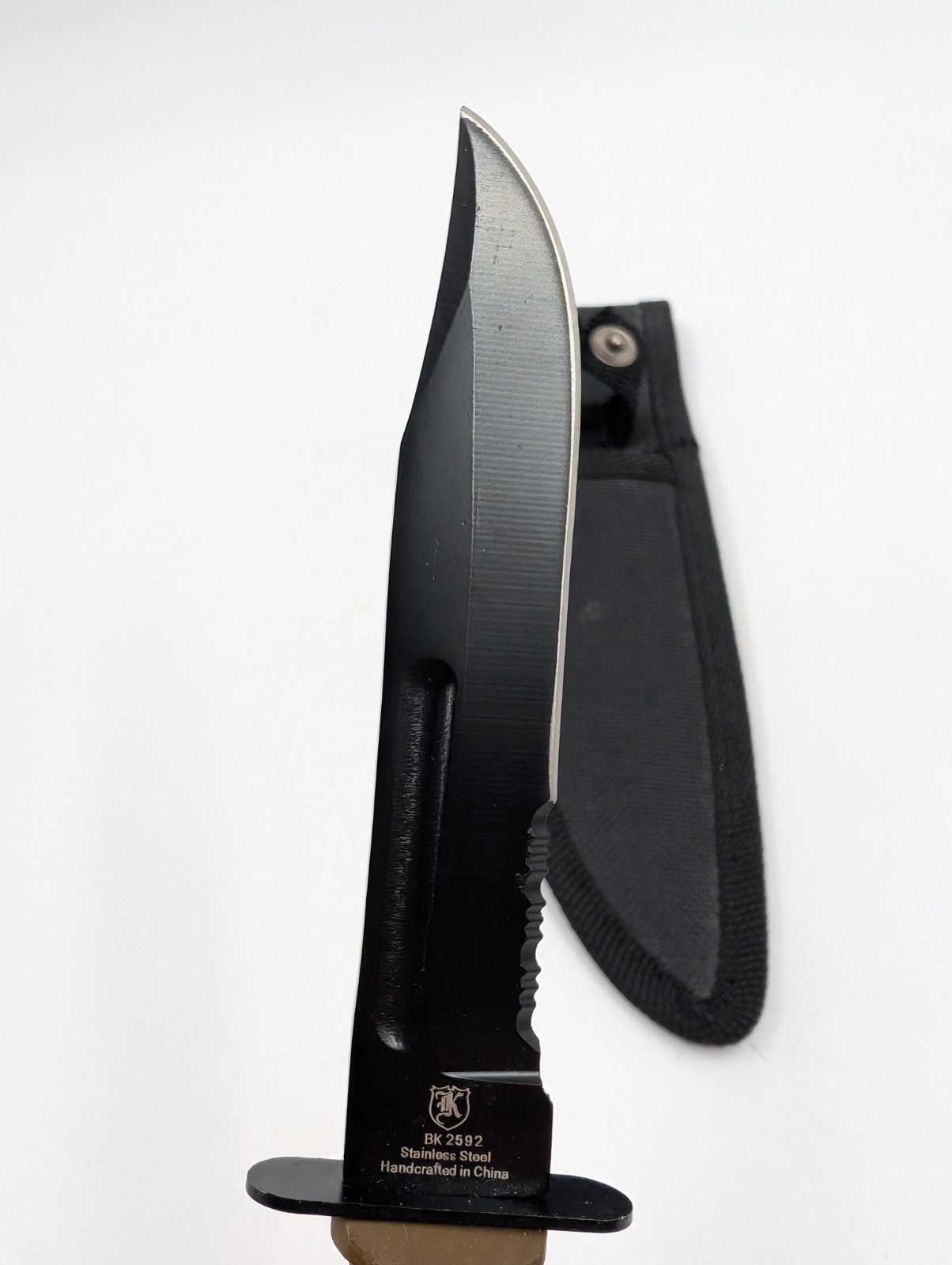 FIXED-BLADE SURVIVAL KNIFE | 7.5" Small Desert Tan Rubber Handle Tactical Combat