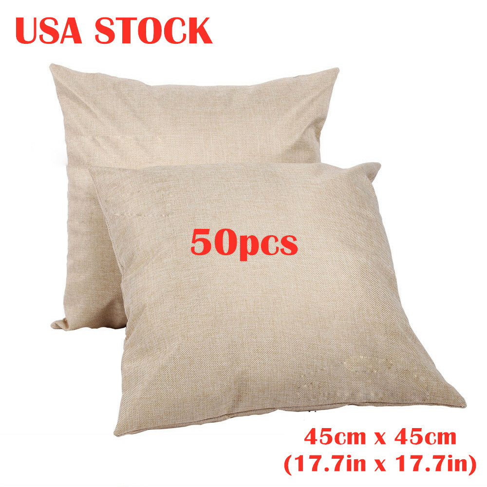 50pcs Linen 3D Sublimation Pillow Case 18in x 18in Fashional Cushion Cover USA