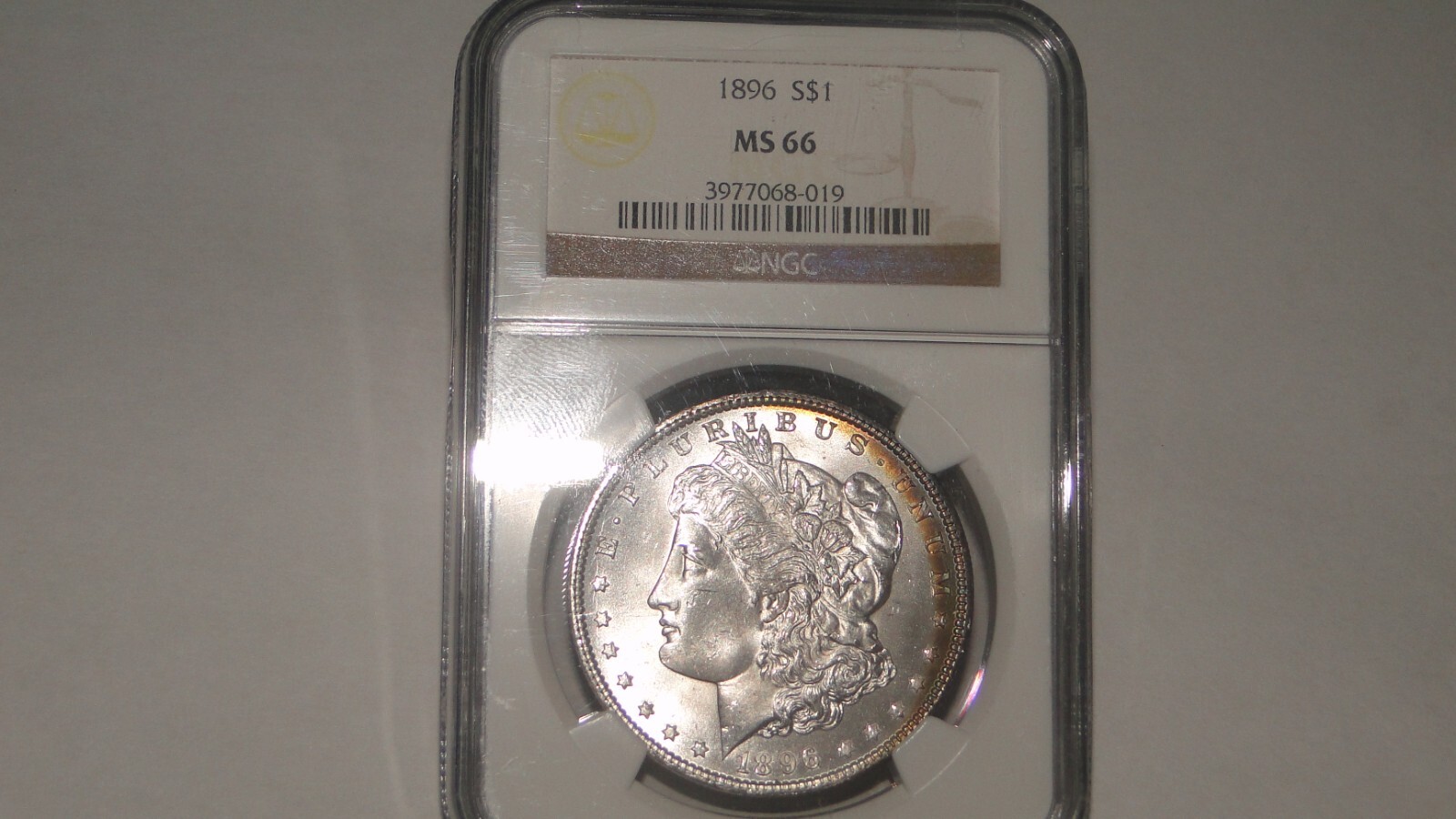 1896 NGC MS66 Morgan Dollar-Superb Frosty Brilliant White Gem w/Crescent Toning!