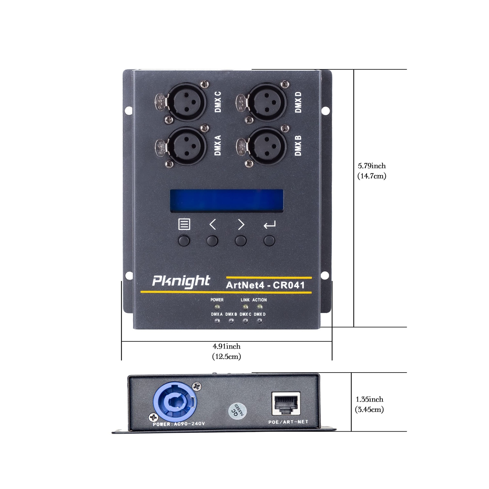 Pknight ArtNet DMX 2048 Ethernet Lighting Controller Interface，4 Universe