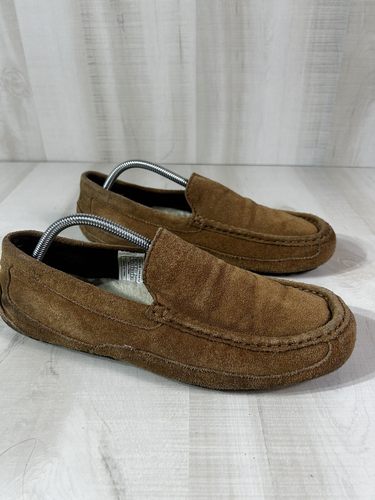 UGG Australia Alder Faux Shearling Lined Suede Slippers Brown Beige Mens Size 10