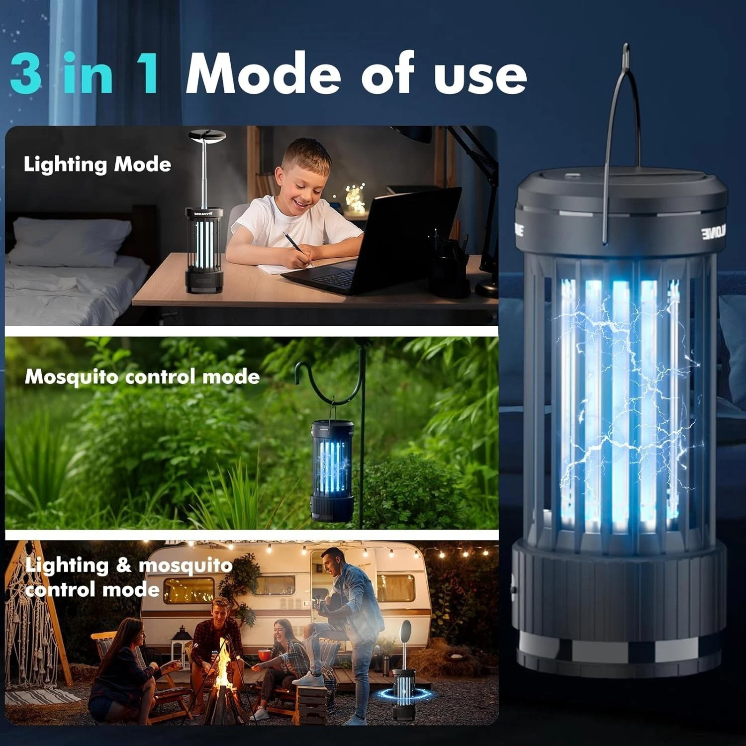 4500V Portable Rechargeable Mosquito Zapper, Bug Zapper with Telescopic Light,c