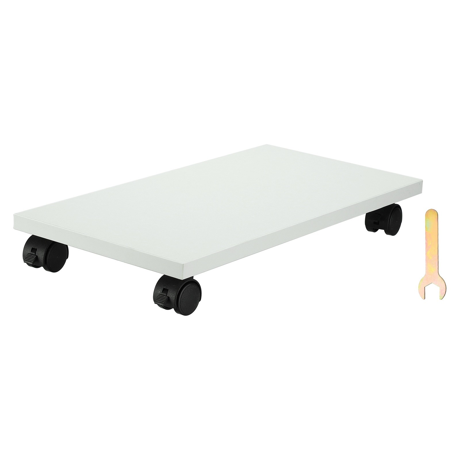 8x16in PC Stand Computer Tower Stand Wood CPU Holder Mobile Cart White
