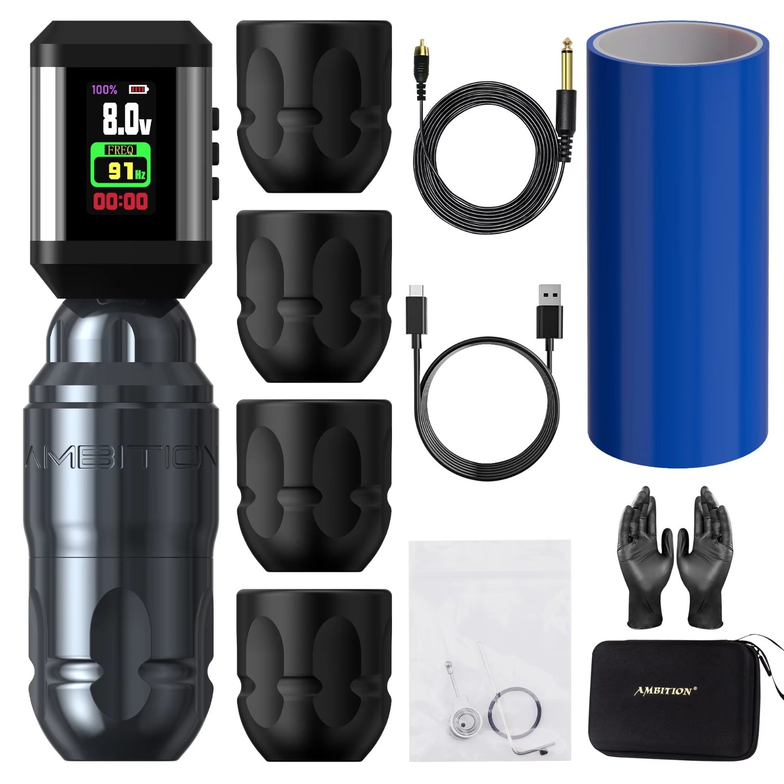 Ambition Lutin Latest Design Straight Rod Rotaty Tattoo Machine Pen Battery Kits