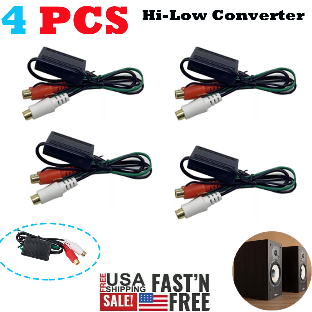 Speaker to Gold Female RCA High- Low Line Output Converter for Car Marine Audio