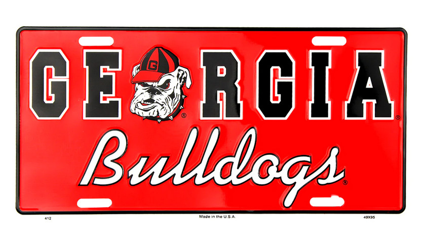 University of Georgia Bulldogs Football Aluminum Metal License Plate Sign Tag