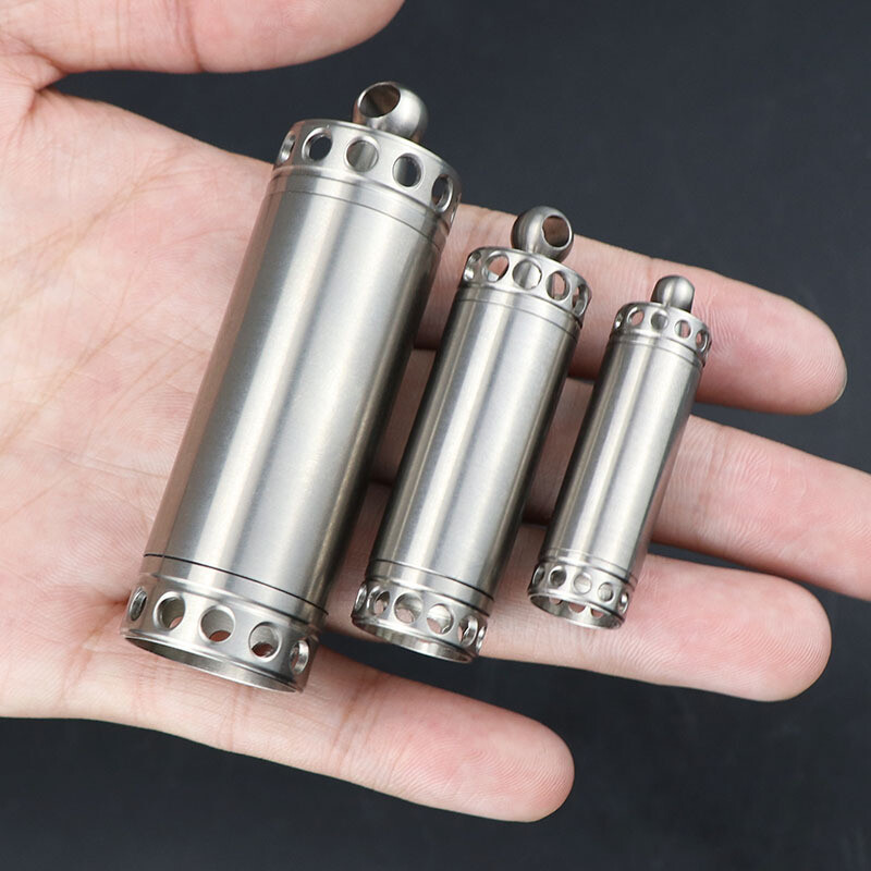 Titanium Pill Holder Case Organizer Container Portable Waterproof Keychain EDC