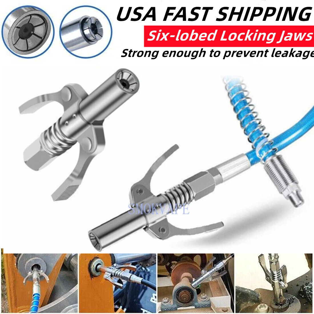 HOT Grease Gun Coupler High Pressure Quick Release Lock Oil Injection Nozzles