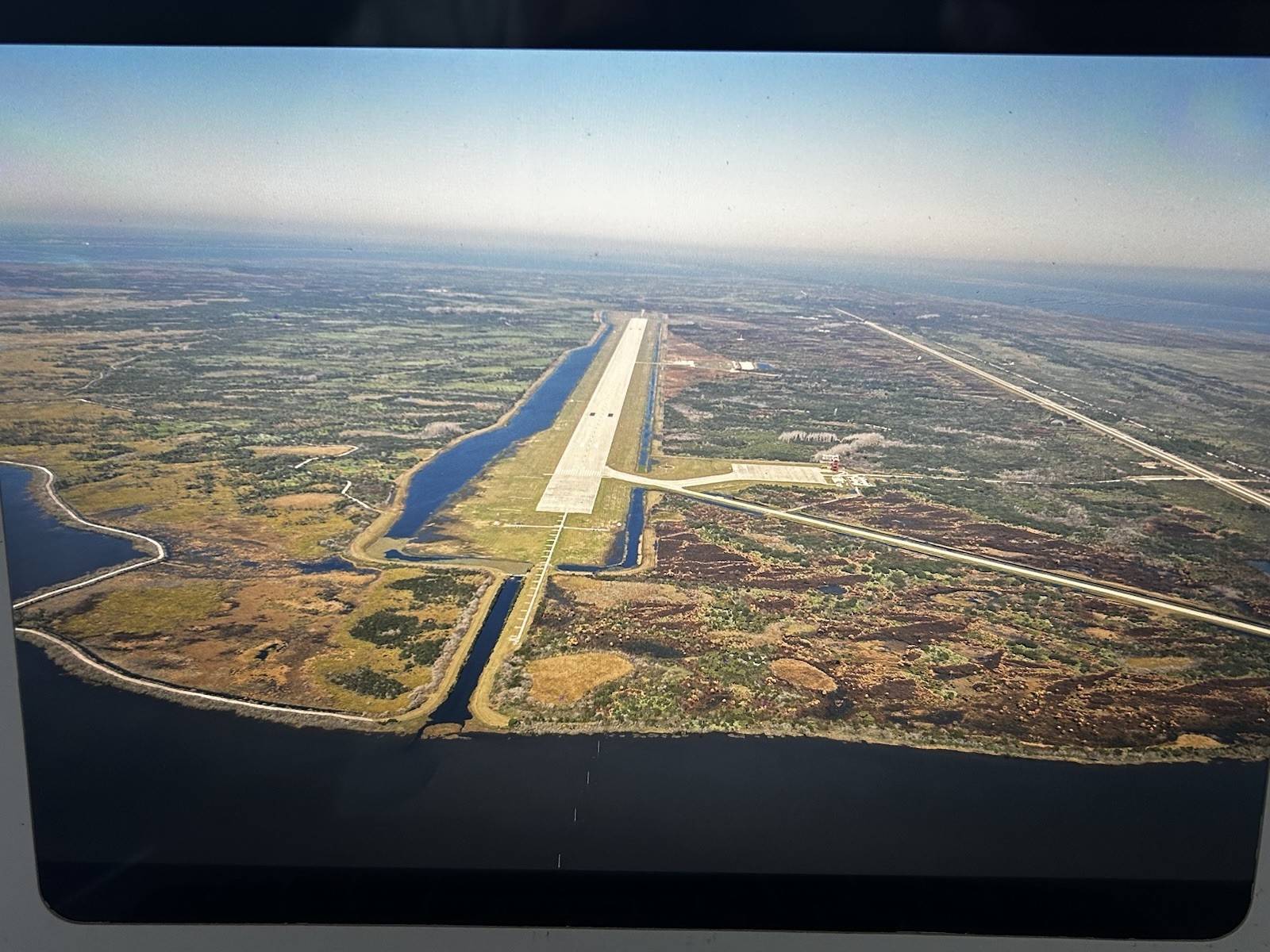 1986 NASA KSC Shuttle Aerial View Landing Facility Presentation Transparency