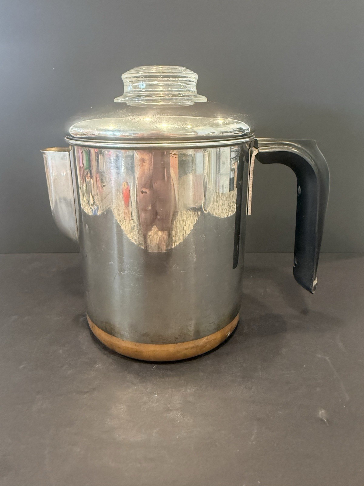 Vintage 1950s Revere Ware 1801 Copper Clad 6 Cup Coffee Percolator - Complete