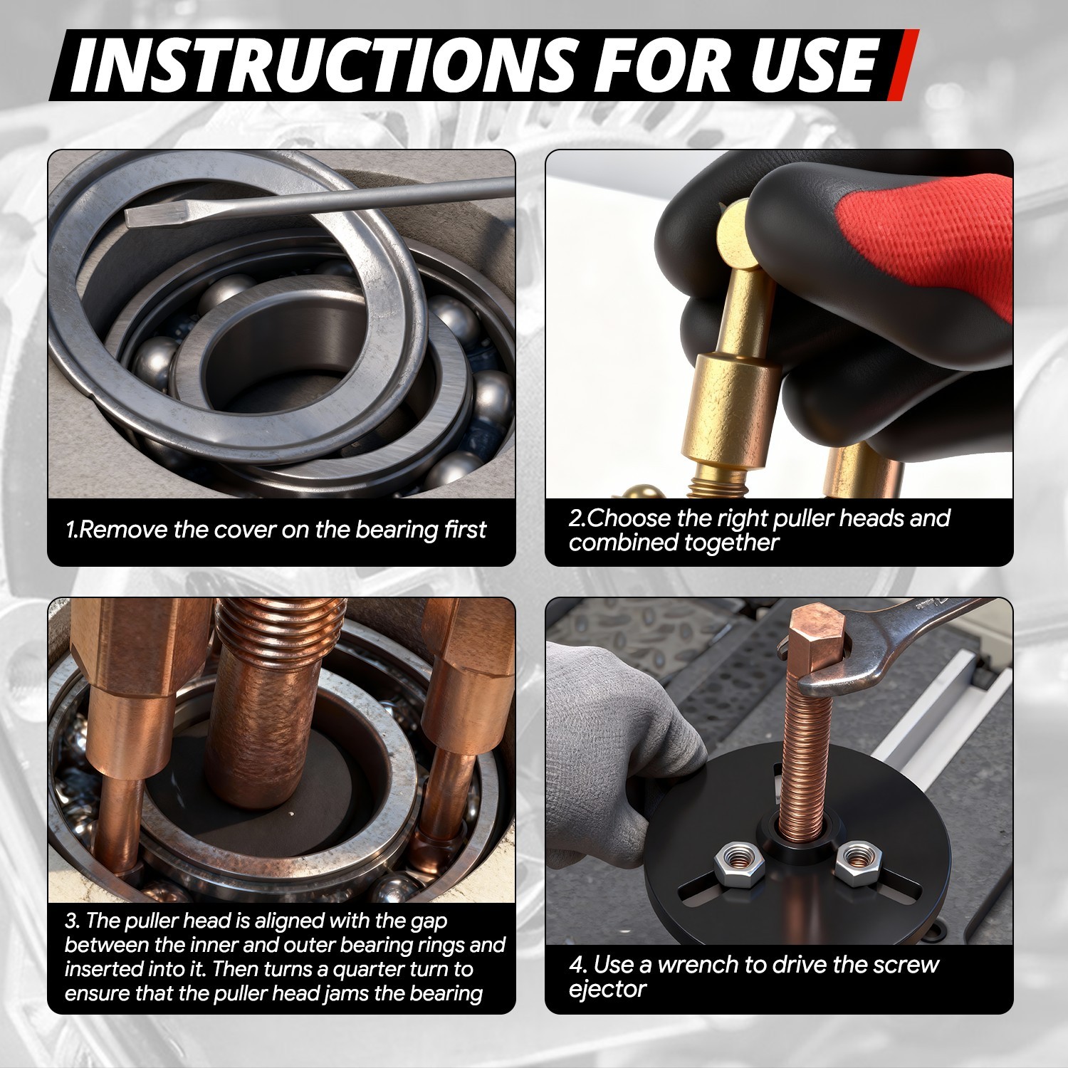 36 in1 Bearing Disassembly Puller Inner Hole Removal Tool Three-jaw Puller Set