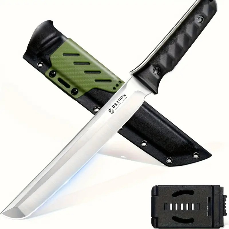 Full Tang 14" Tactical Knife D2 Steel Fixed Tanto Blade G10 Handle Deluxe Sheath