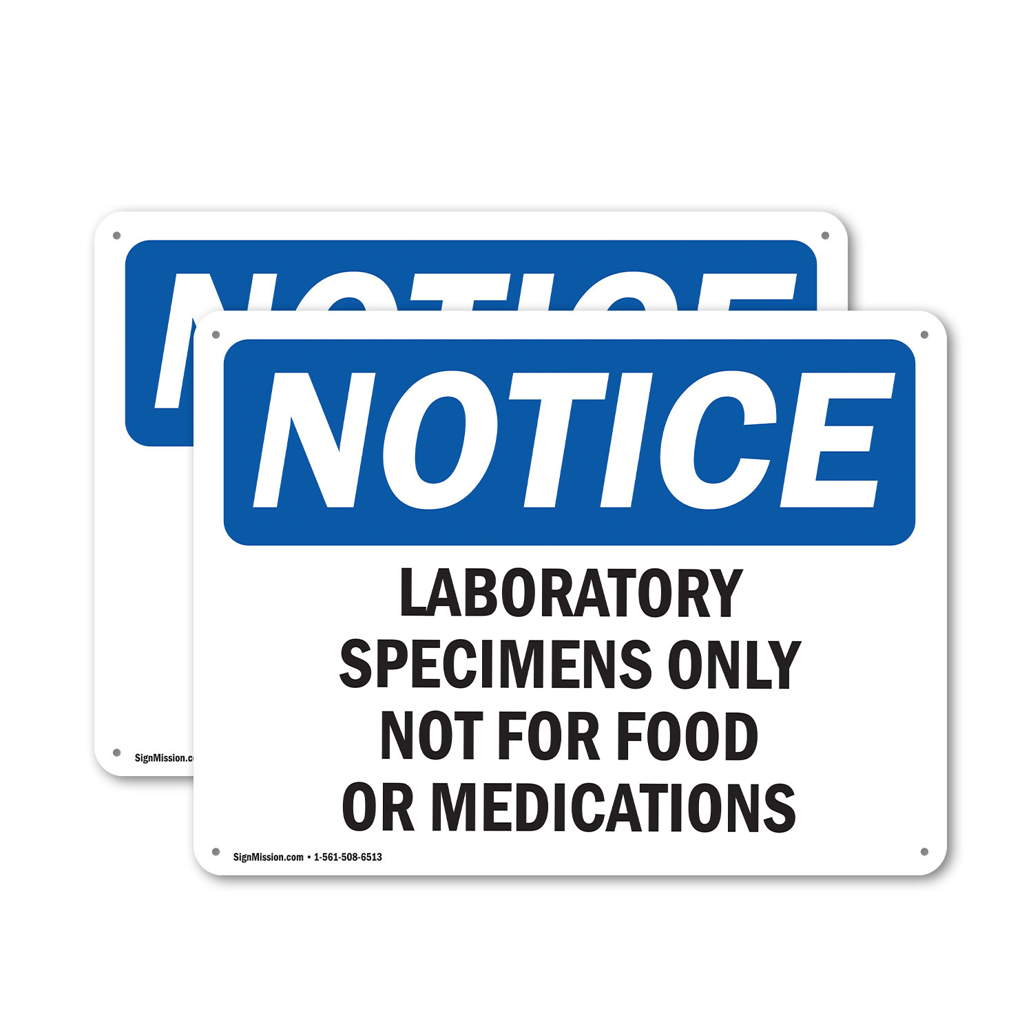 (2 Pack) Laboratory Specimens Only Not For Food Or OSHA Notice Sign Decal Metal