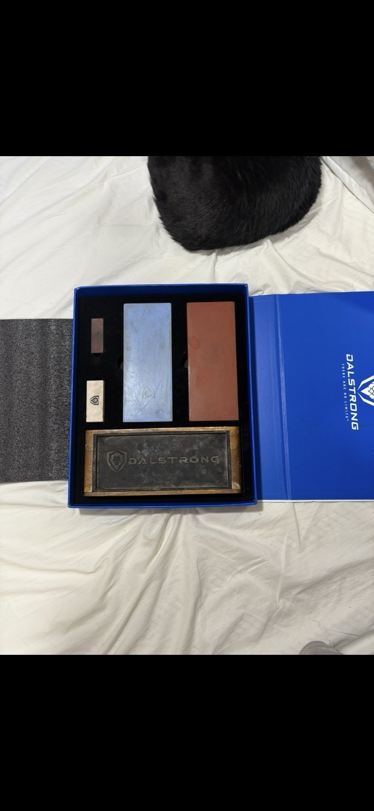 Dalstrong Whetstone Kit Sharpening Stone Set with Box Blue Brown Black Stone
