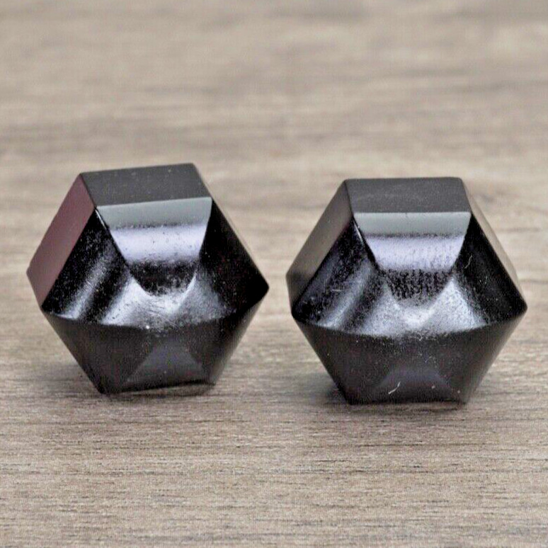 Classic PHILCO Radio Knobs HEX Shape Black Bakelite 1930s Deco 2pc 1/4" D Shaft